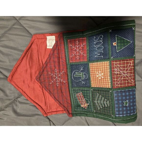 Quilted Holiday Table Runner - 35" snowman snowflake - Picture 2 of 6